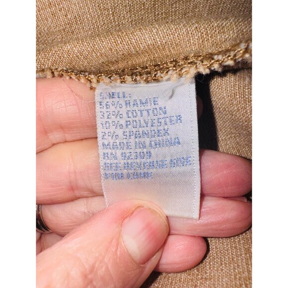 Diane Gilman DG2 Tan Denim Shirt Jacket Studded Western Cowgirl Distress Shacket - Picture 8 of 10